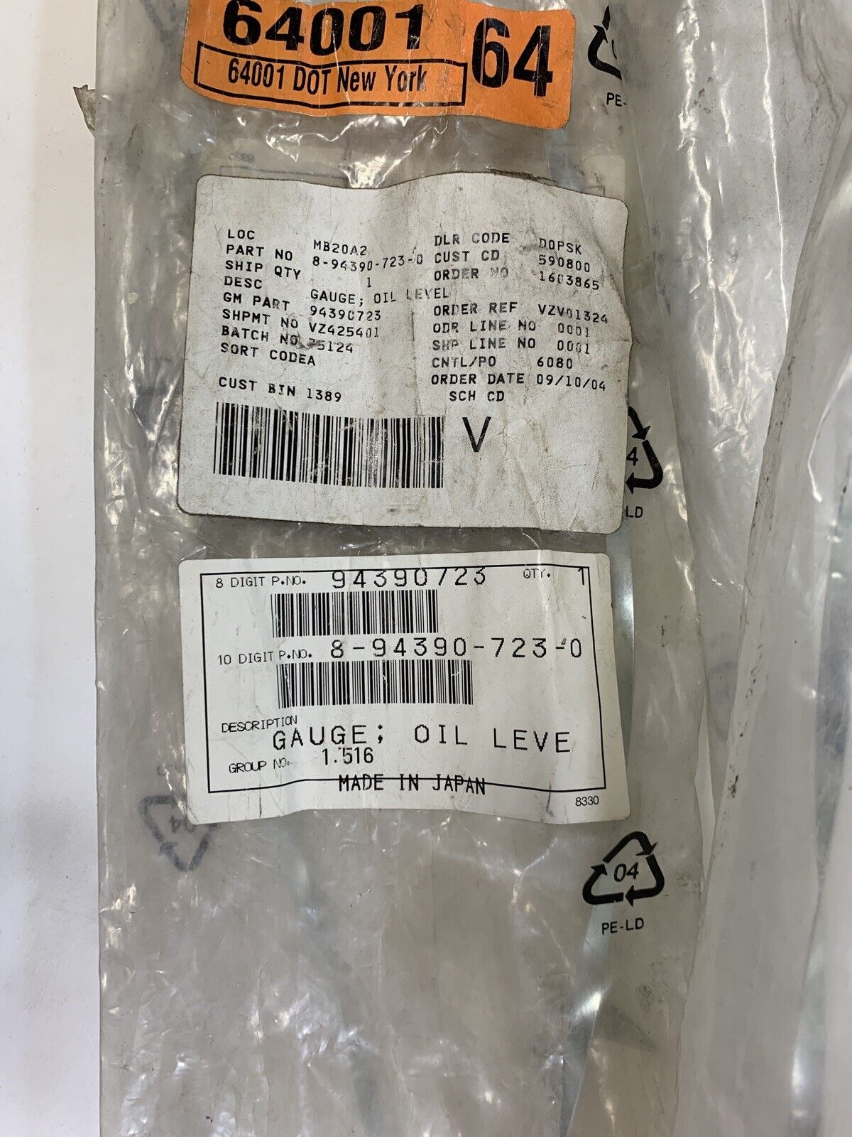 New Izuzu Oil Dipstick Gauge 8943907230 Oil Guage Dipstick