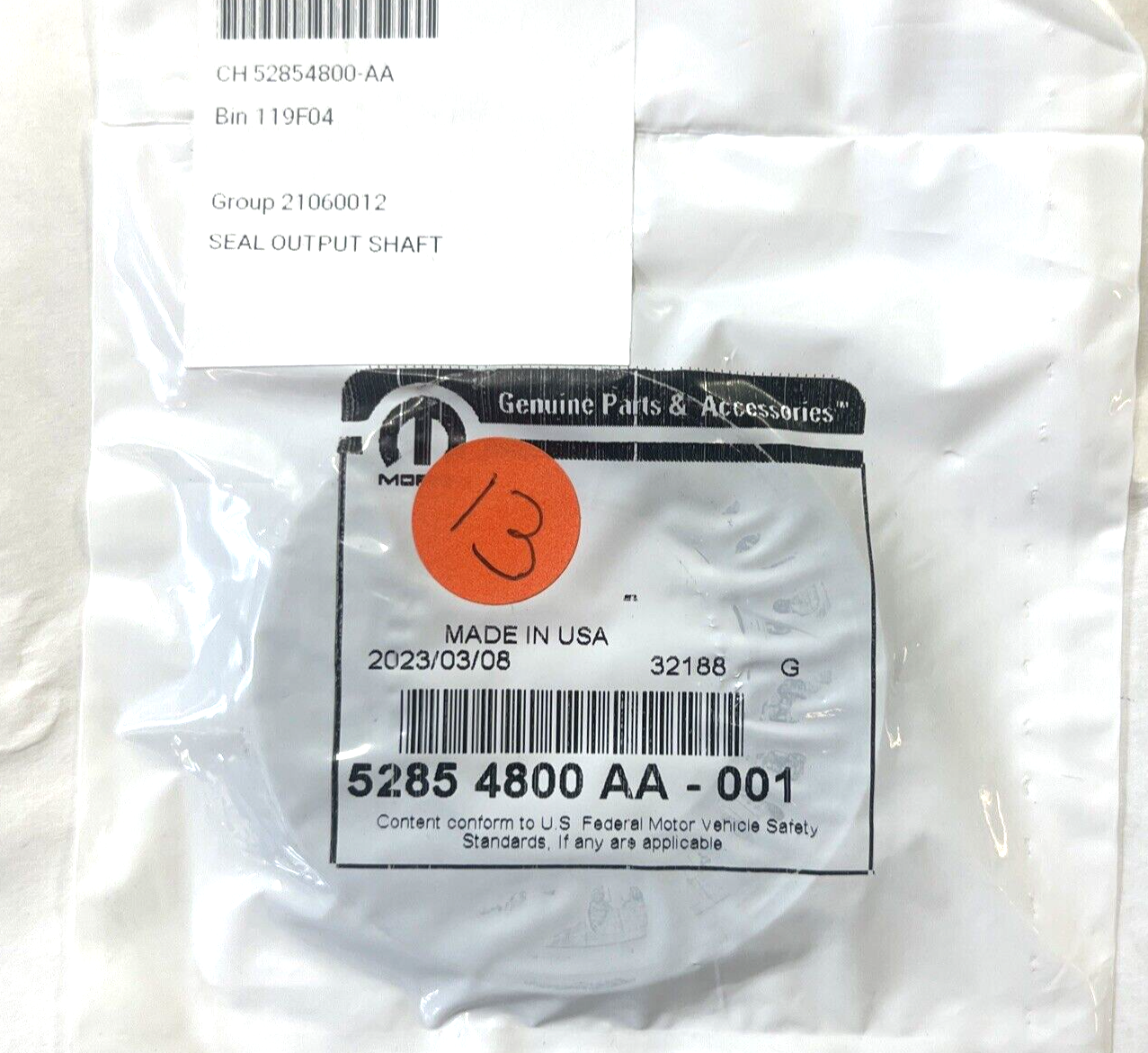 Genuine OEM Mopar Automatic Transmission Output Shaft Seal 2018-2025 52854800AA