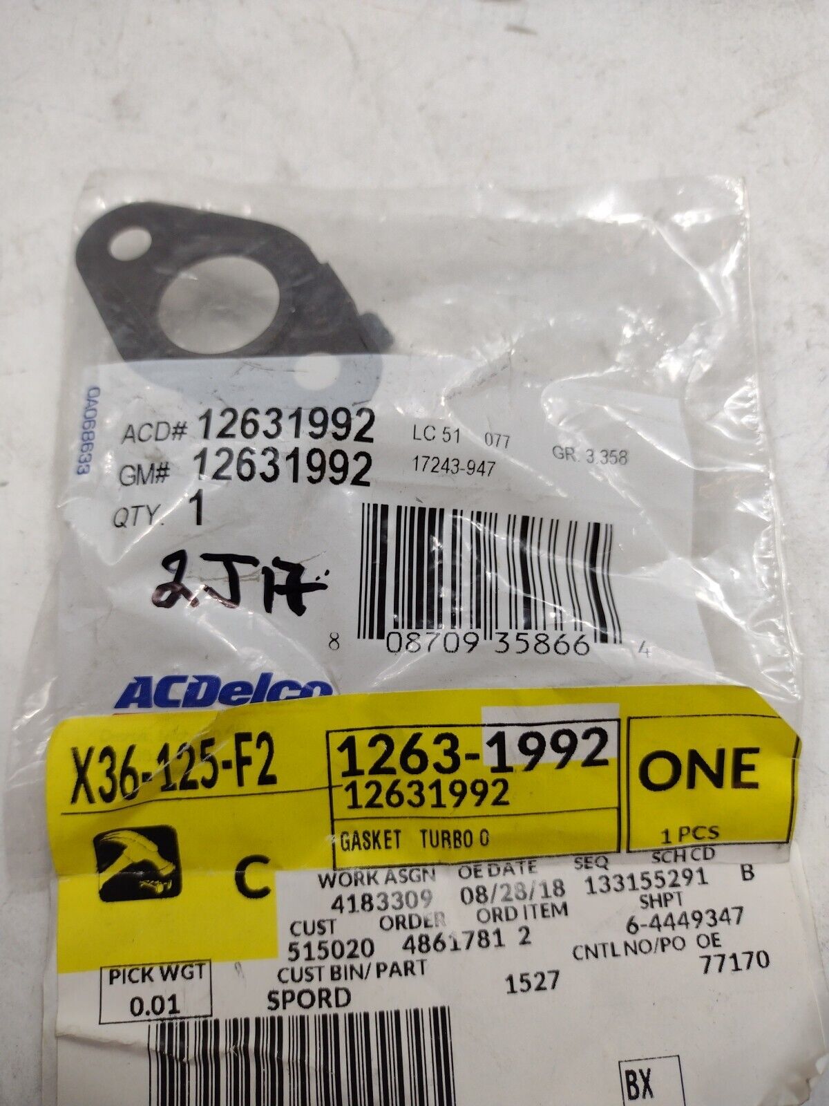 Genuine OEM GM Chevy Camaro Turbocharger Oil Inlet Pipe 2013-2023 12631992