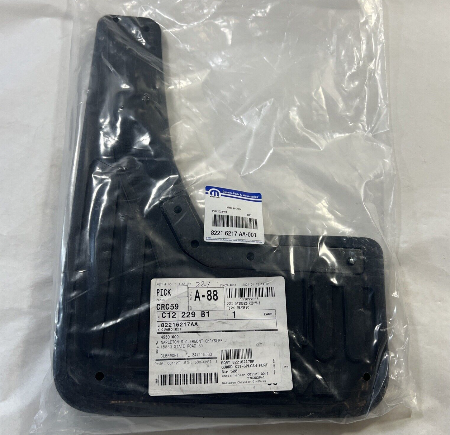 Genuine OEM Mopar Ram 1500 Front Heavy Duty Rubber Mud Flap 2019-2024 82216217AA