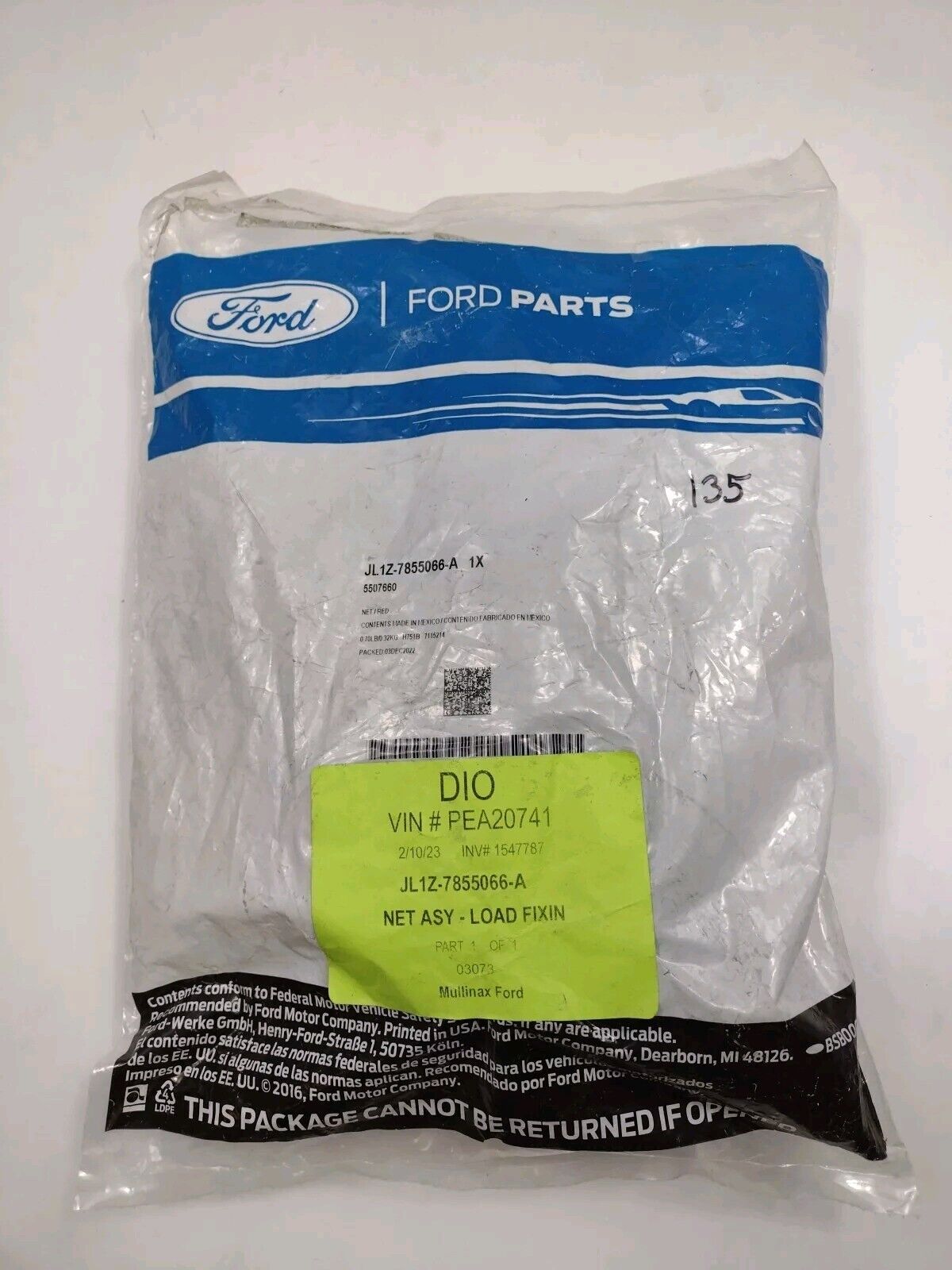 Genuine OEM Ford Trunk Cargo Net JL1Z7855066A Expedition 2018-2023