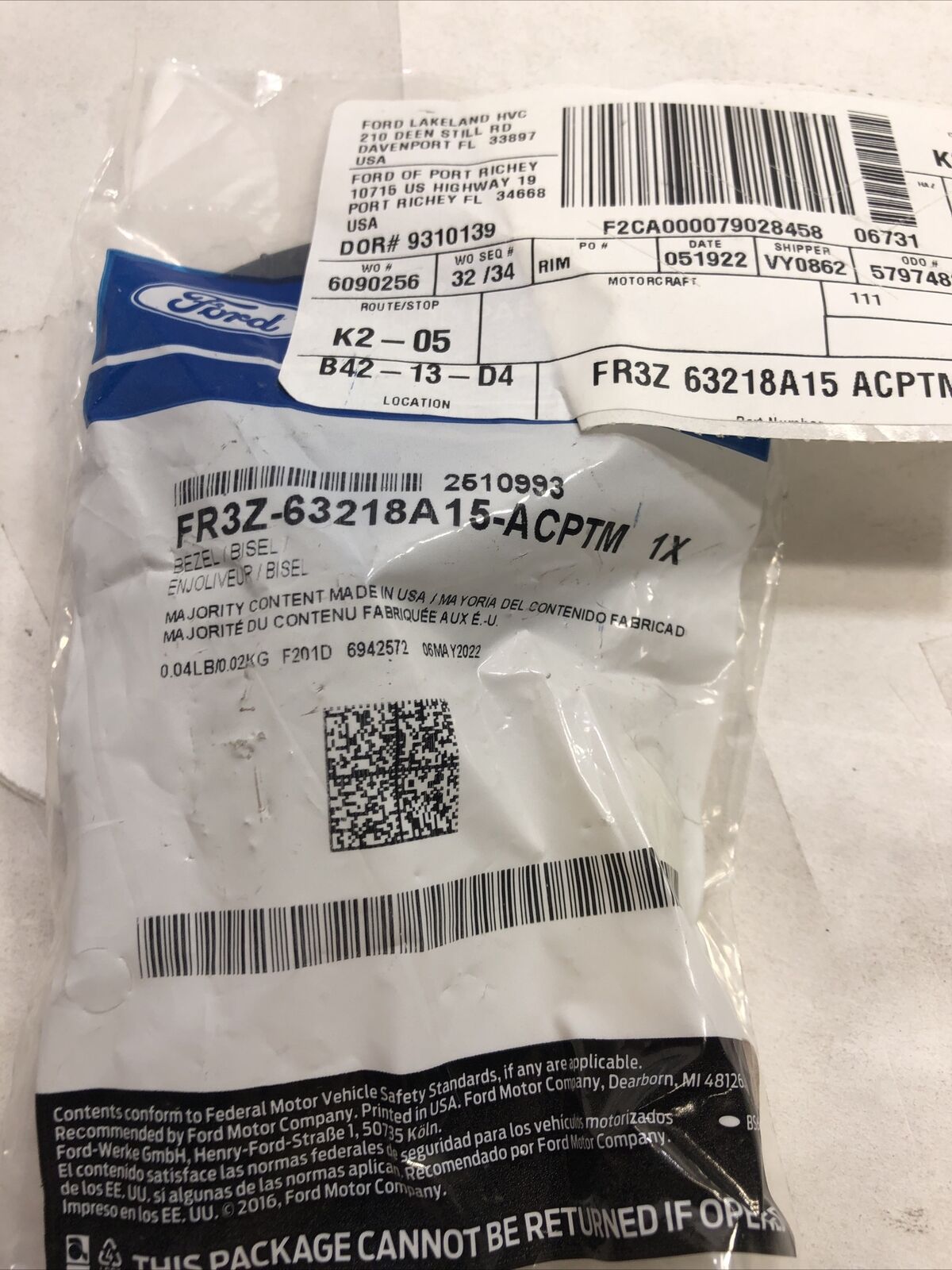 New OEM Ford LH Exterior Door Handle Bezel 15-21 Mustang FR3Z63218A15ACPTM