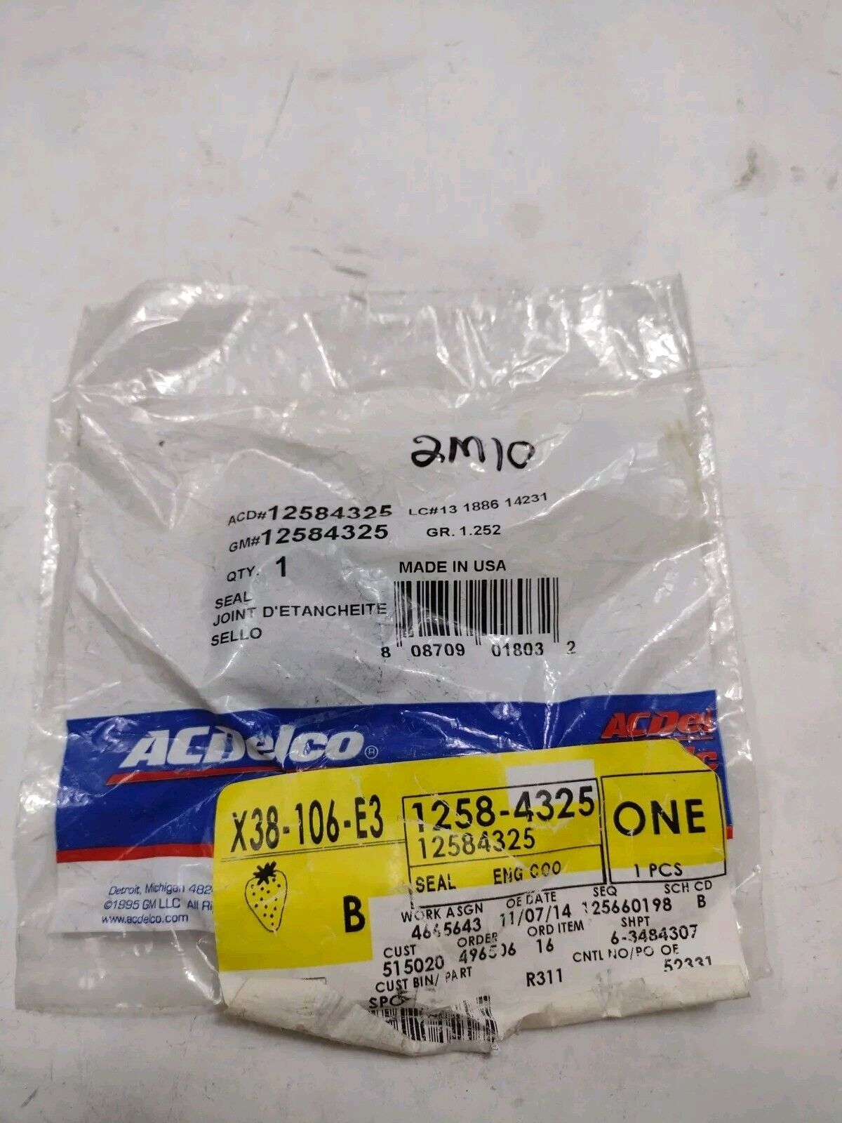 Genuine OEM GM Cadillac CT4 Coolant Thermostat Housing Seal 2004-2024 12584325