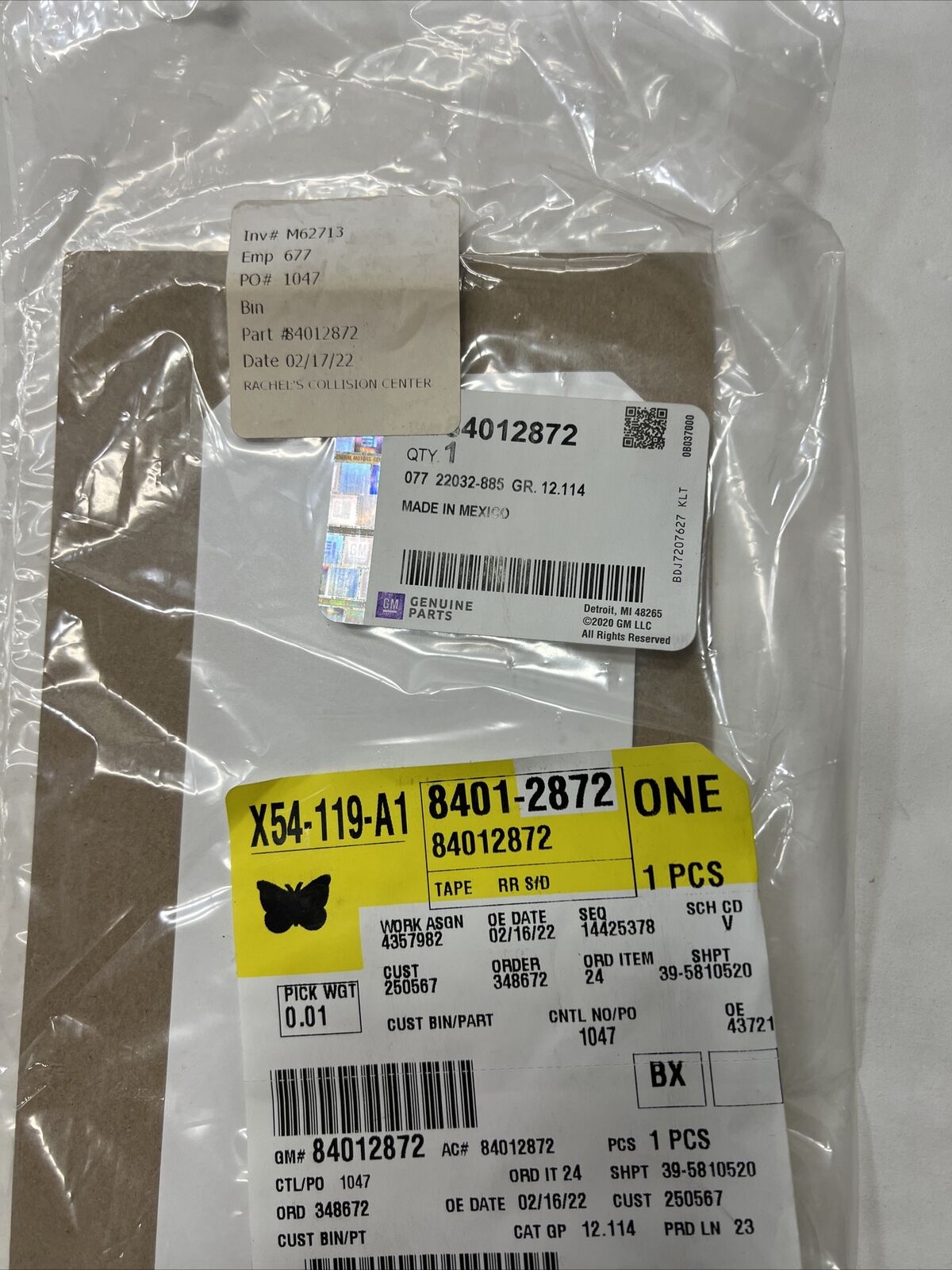 New OEM Genuine GM Colorado 15-22 Right Exterior Rear Black Out Tape  84012872