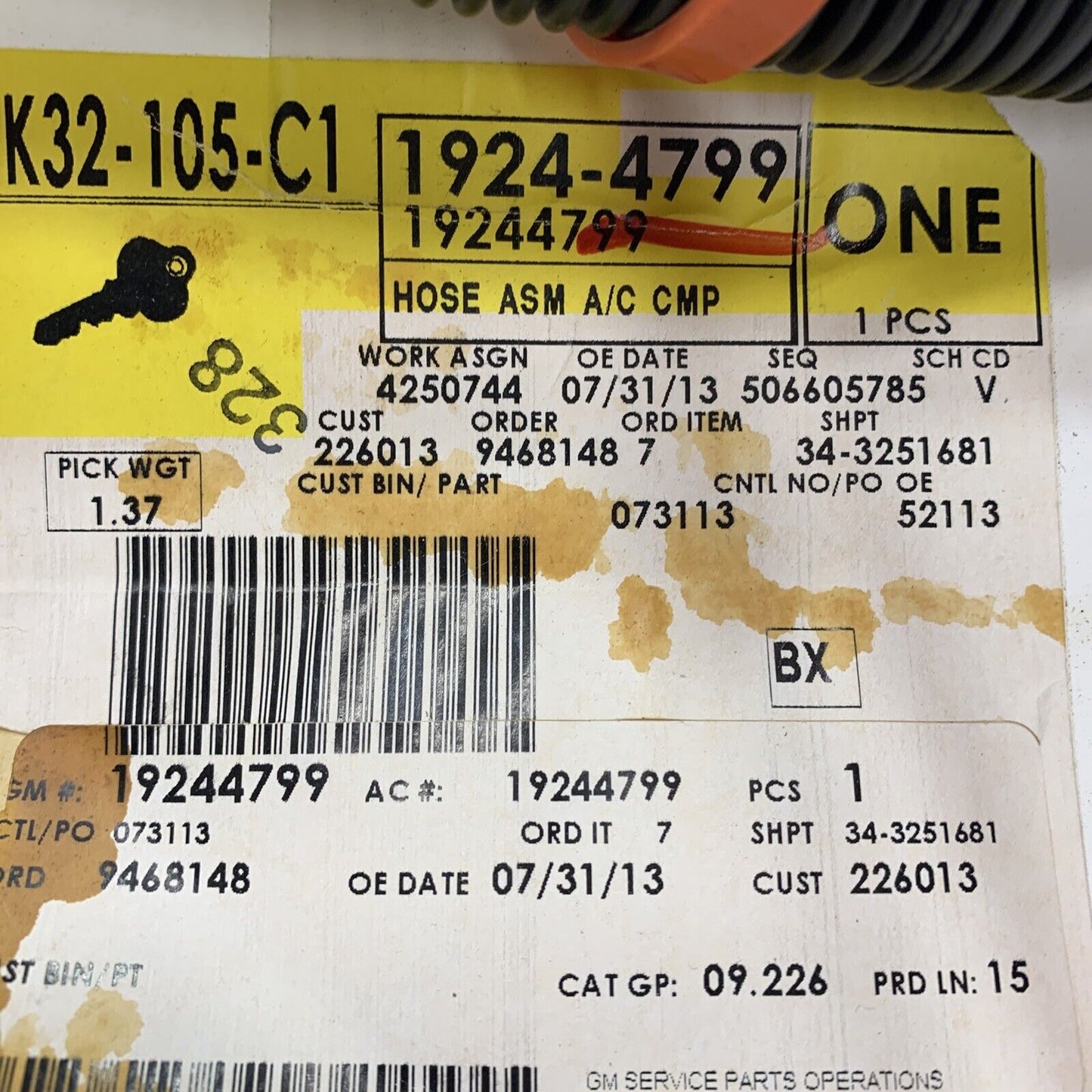 New OEM Genuine GM Pontiac 2006-07 2.4L Discharge Hose & Tube Assembly 19244799