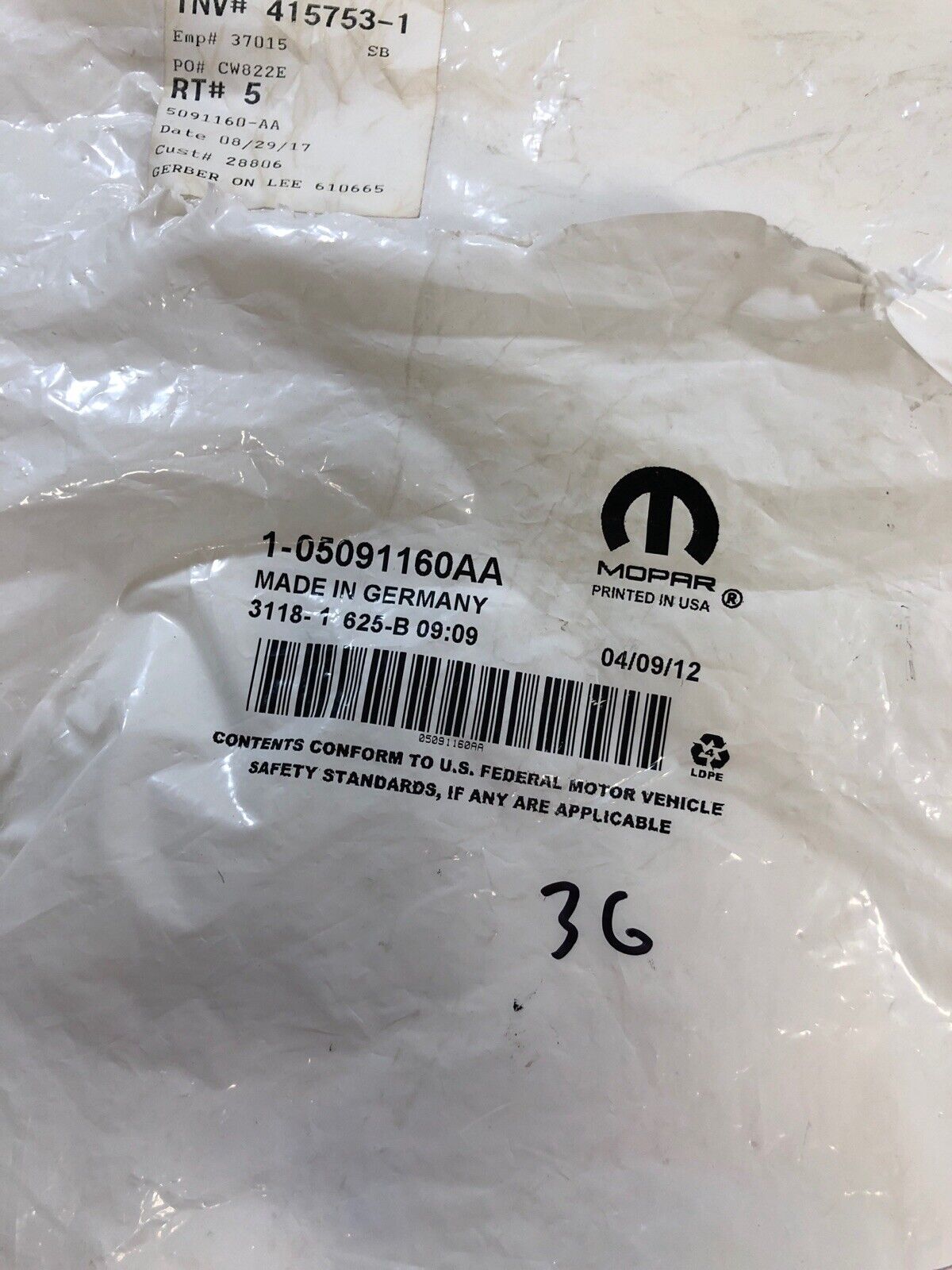 New OEM Chrysler 300 Satellite Antenna Wiring Harness 2012-2016 05091160AA