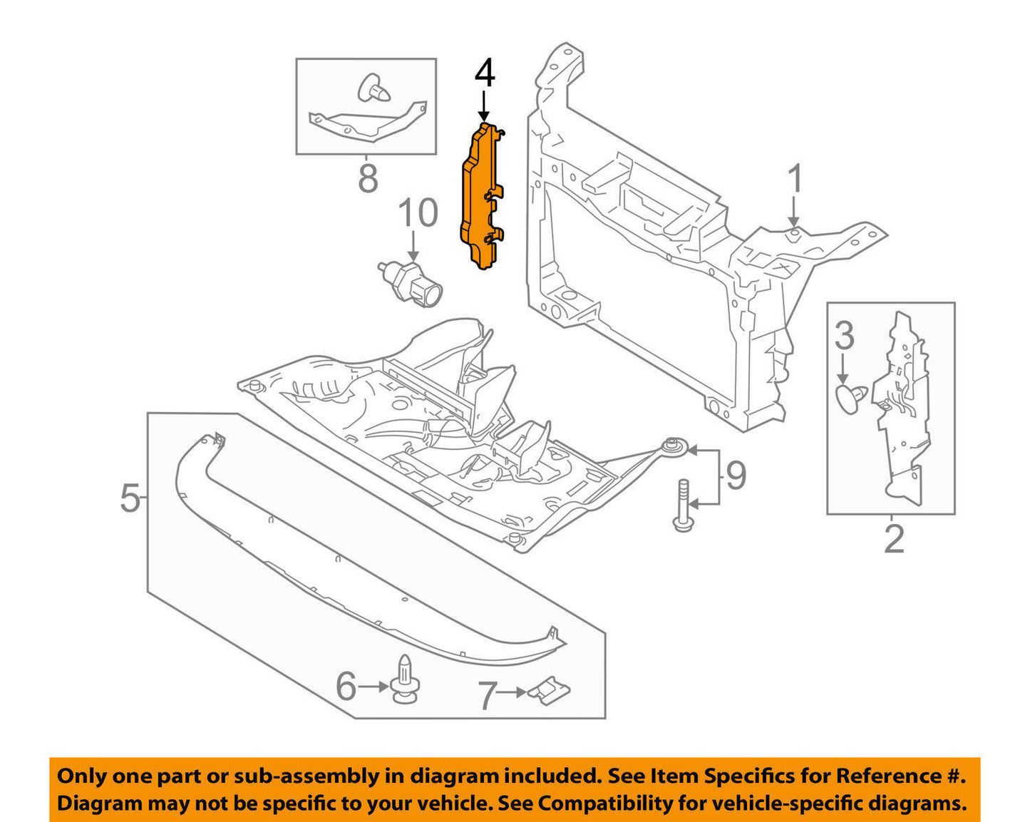 New OEM Ford Flex Radiator Core Support Inner Shield Left  09-12 AA8Z8311A
