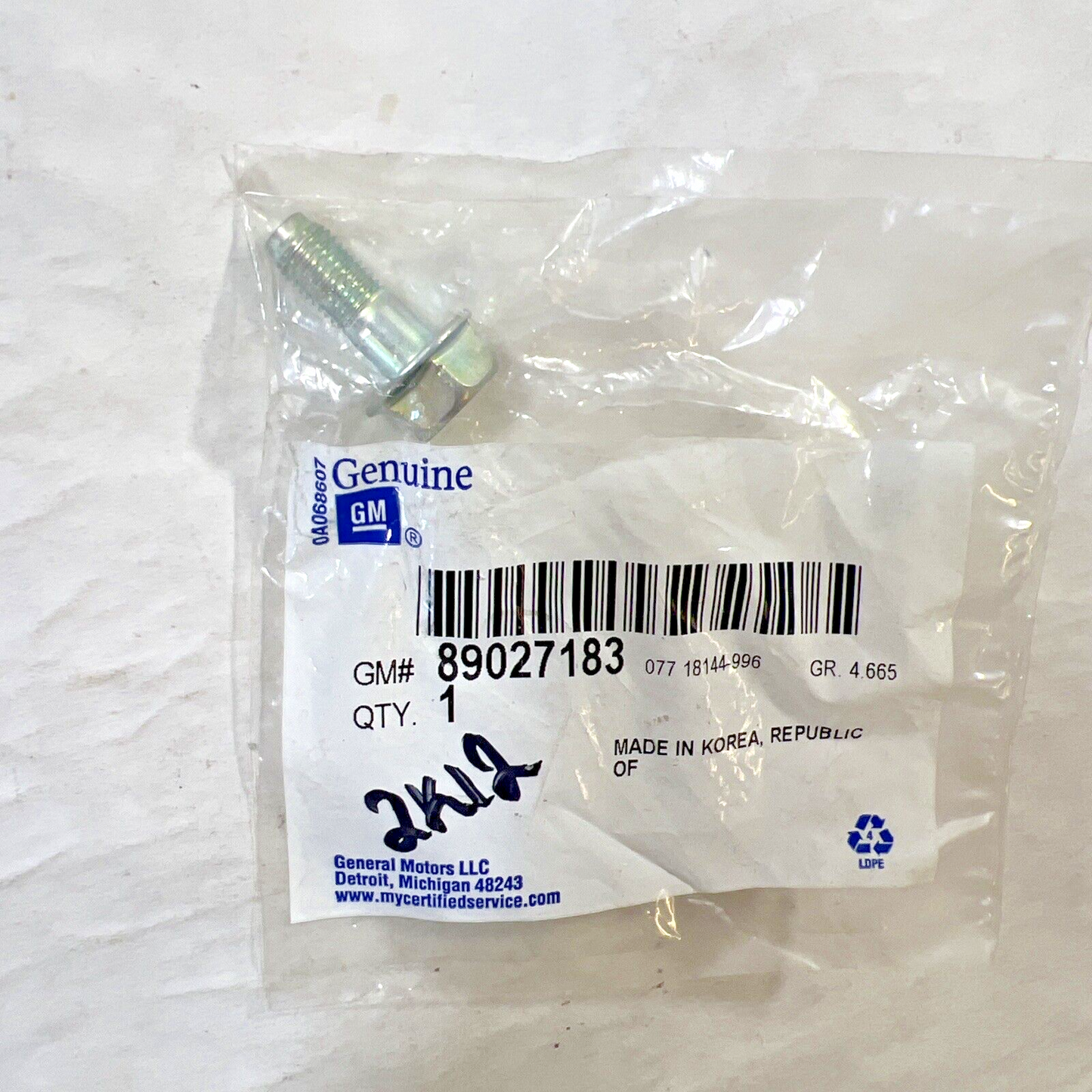 Genuine OEM GM Chevrolet Cadillac M8x1 Disc Brake Caliper Pin Bolt 89027183