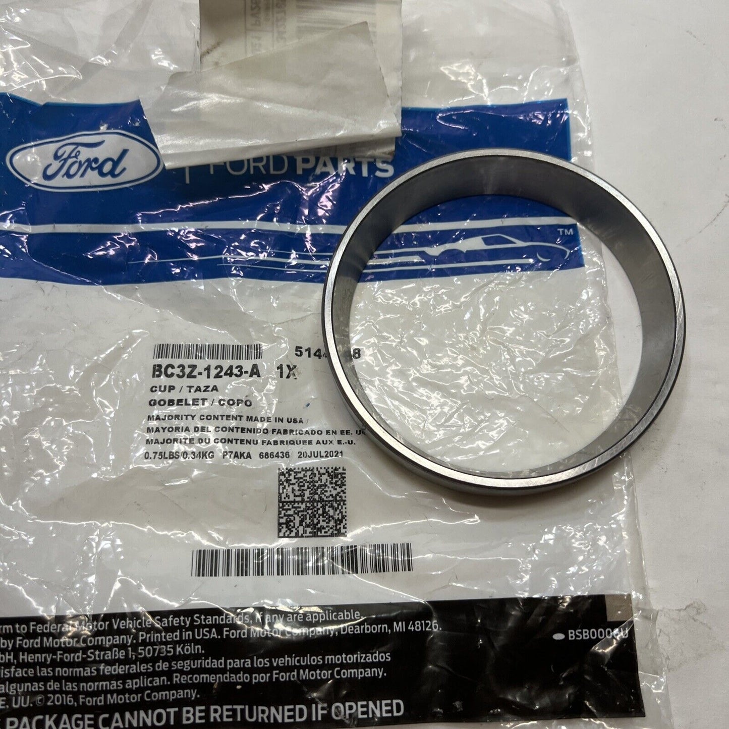 New OEM Genuine Ford Inner Bearing Cup BC3Z-1243-A