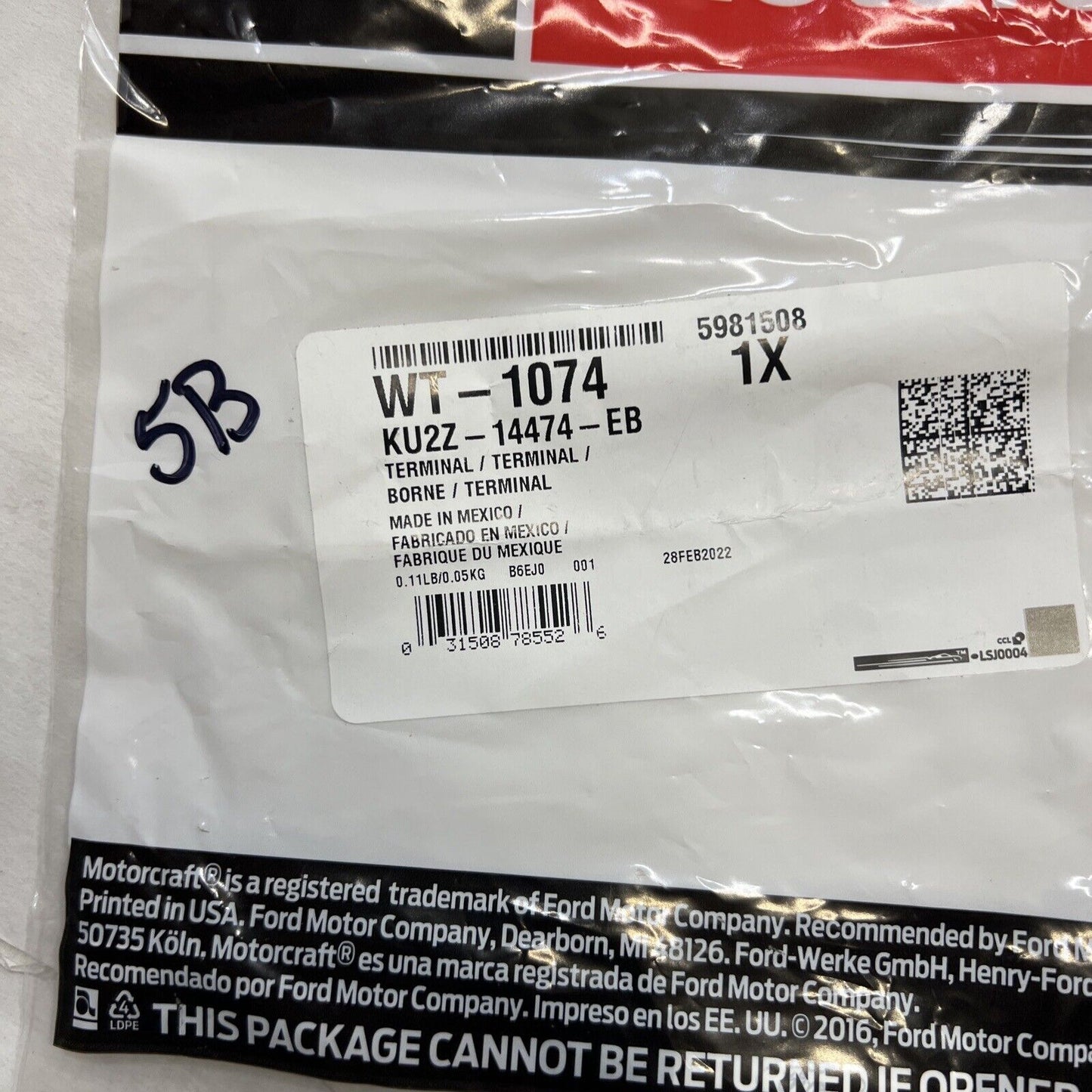 New OEM Genuine Ford Fuel Pump Connector Motorcraft WT1074
