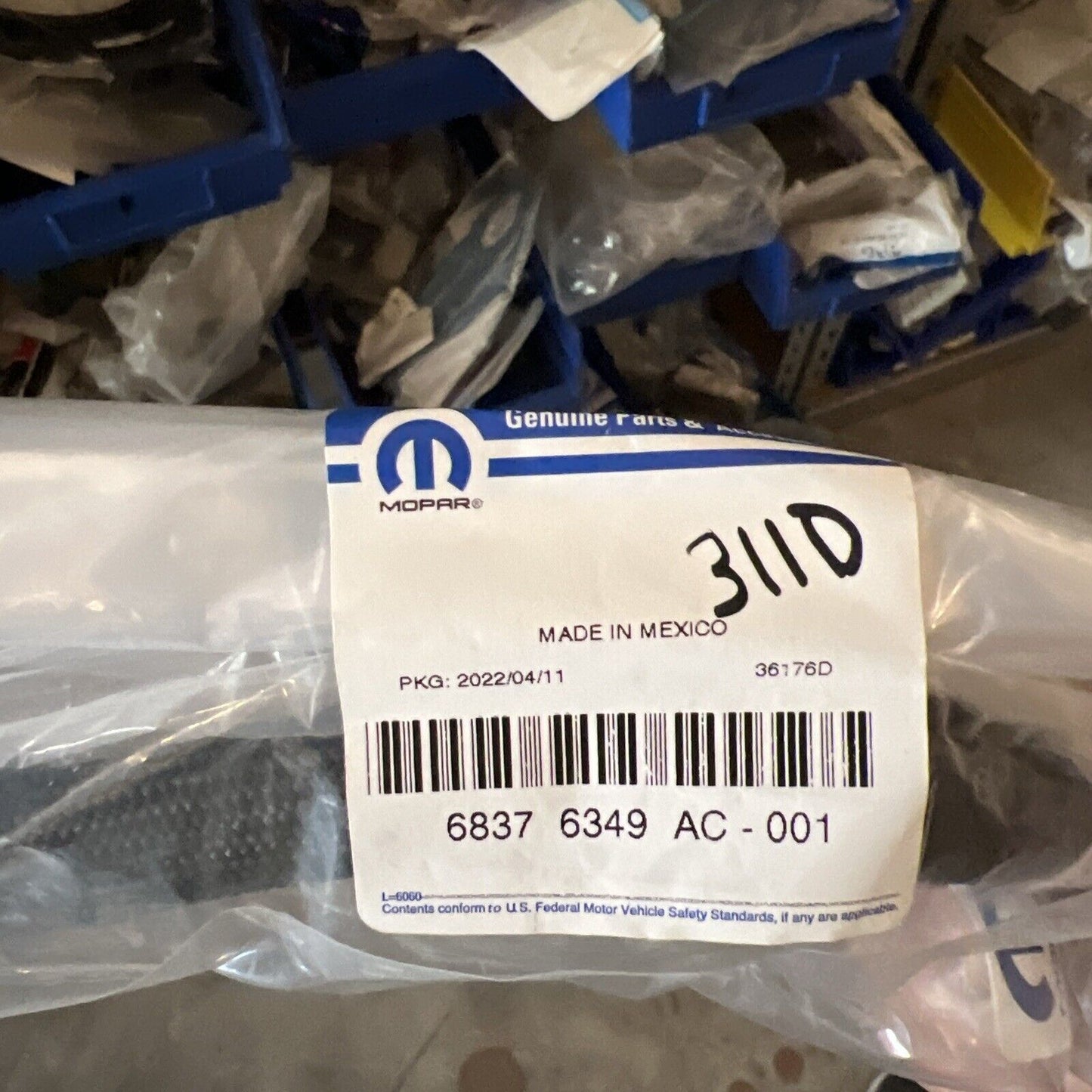 Genuine OEM Mopar Differential Pressure Hose 68376349AC