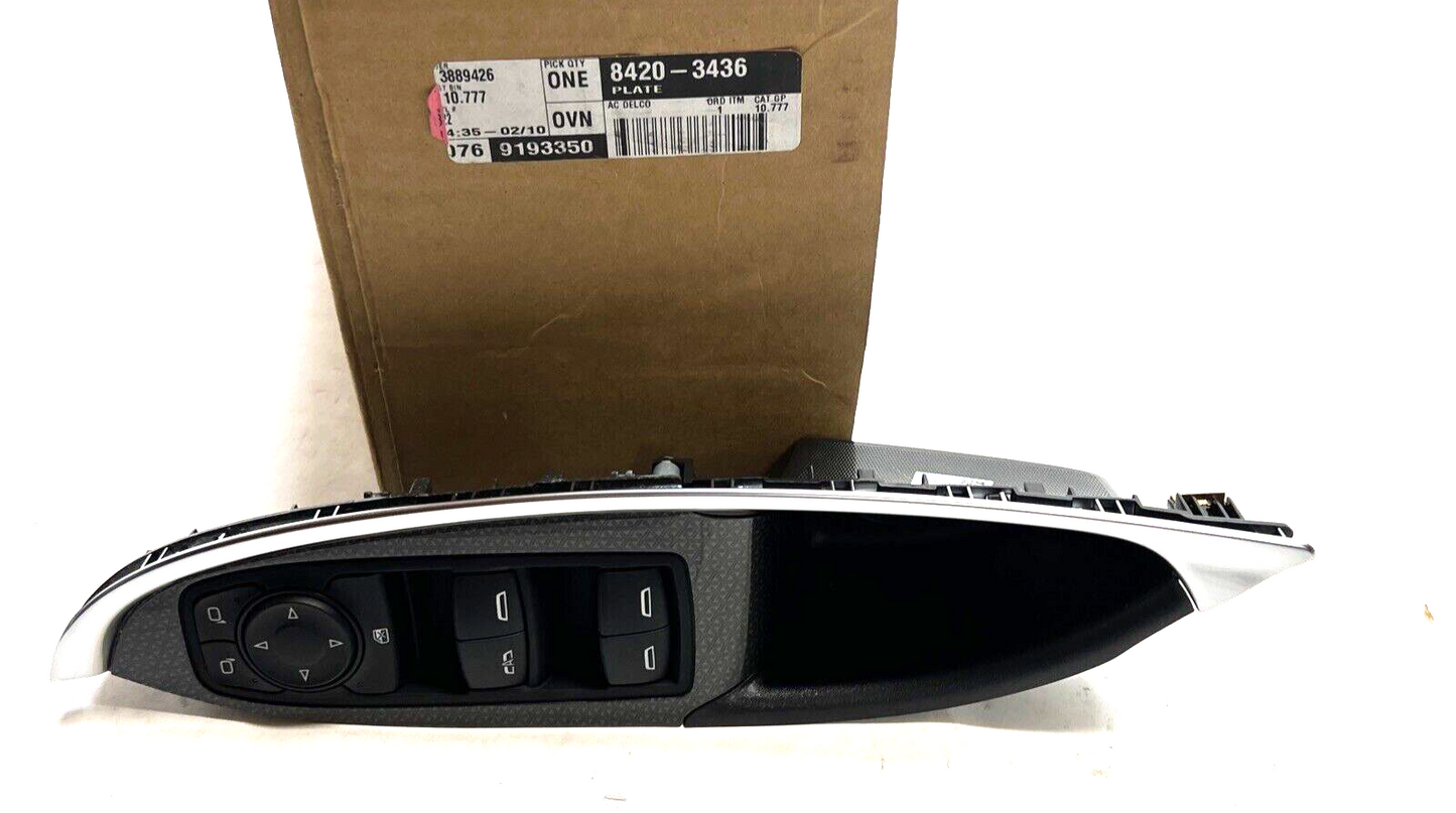 New OEM GM Front Left Window Switch Milgauss Bezel 2016-18 Malibu 84203436