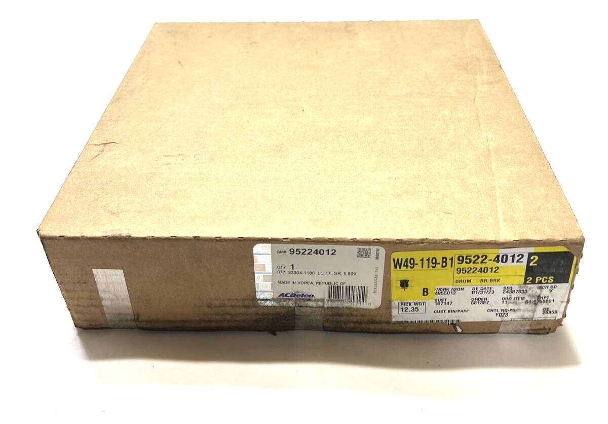 Genuine OEM GM ACDelco Trax Rear Brake Drum 2012-2022 95224012