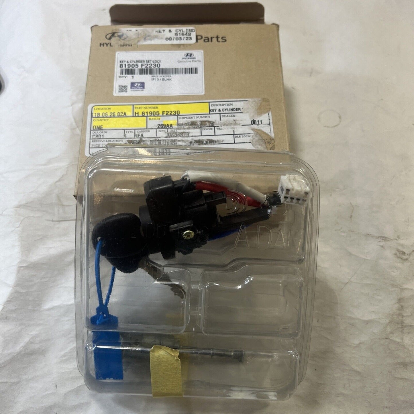 Genuine OEM Hyundai Ignition Lock Cylinder Switch With Double Keys 81905F2230