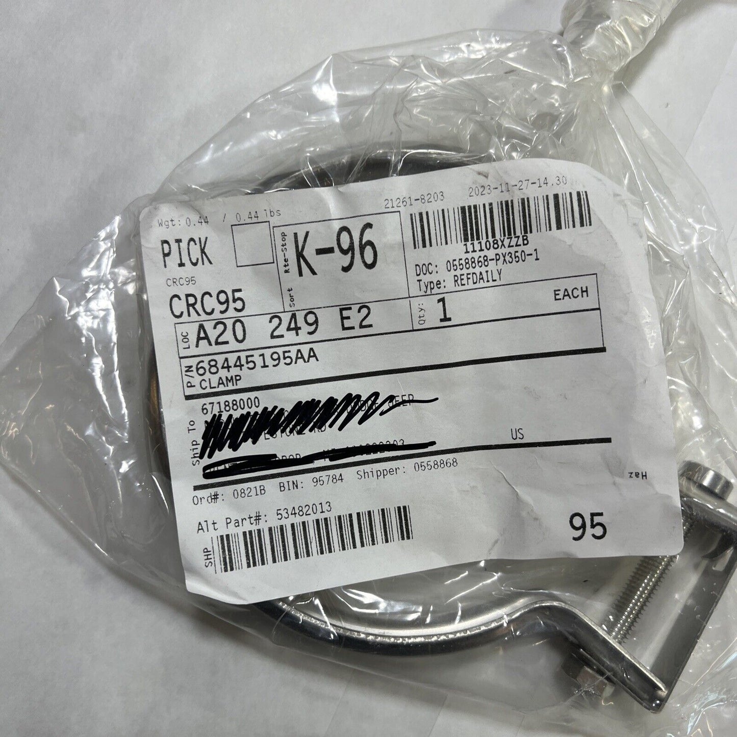 Genuine OEM Mopar Exhaust Clamp 68445195AA