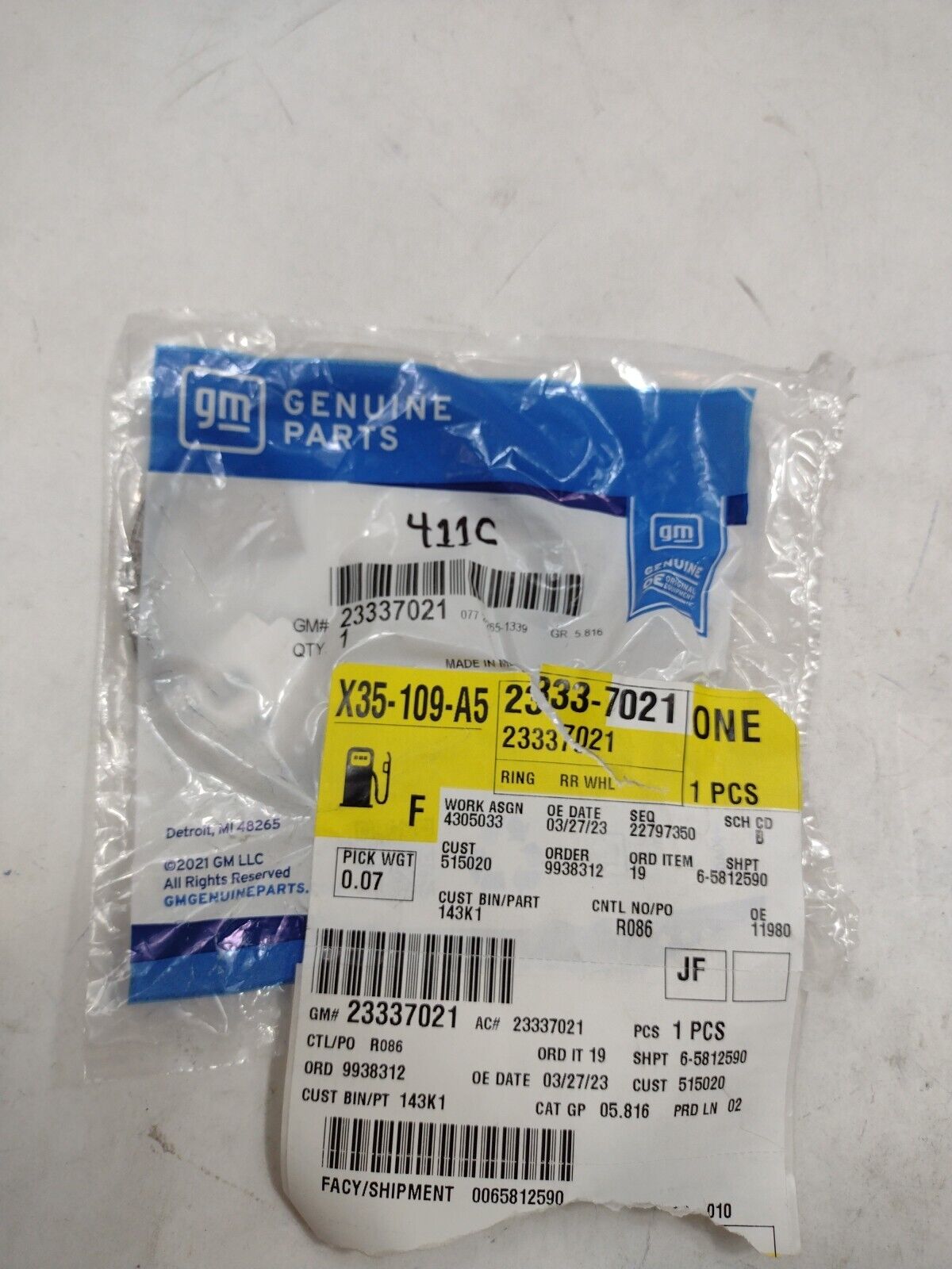 GM Genuine Parts 23337021 Wheel Bearing Lock Ring