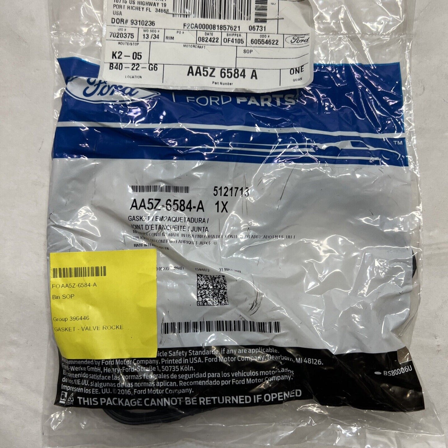 New Genuine OEM Ford 2010-2016 Driver Side (LH) Valve Cover Gasket AA5Z-6584-A