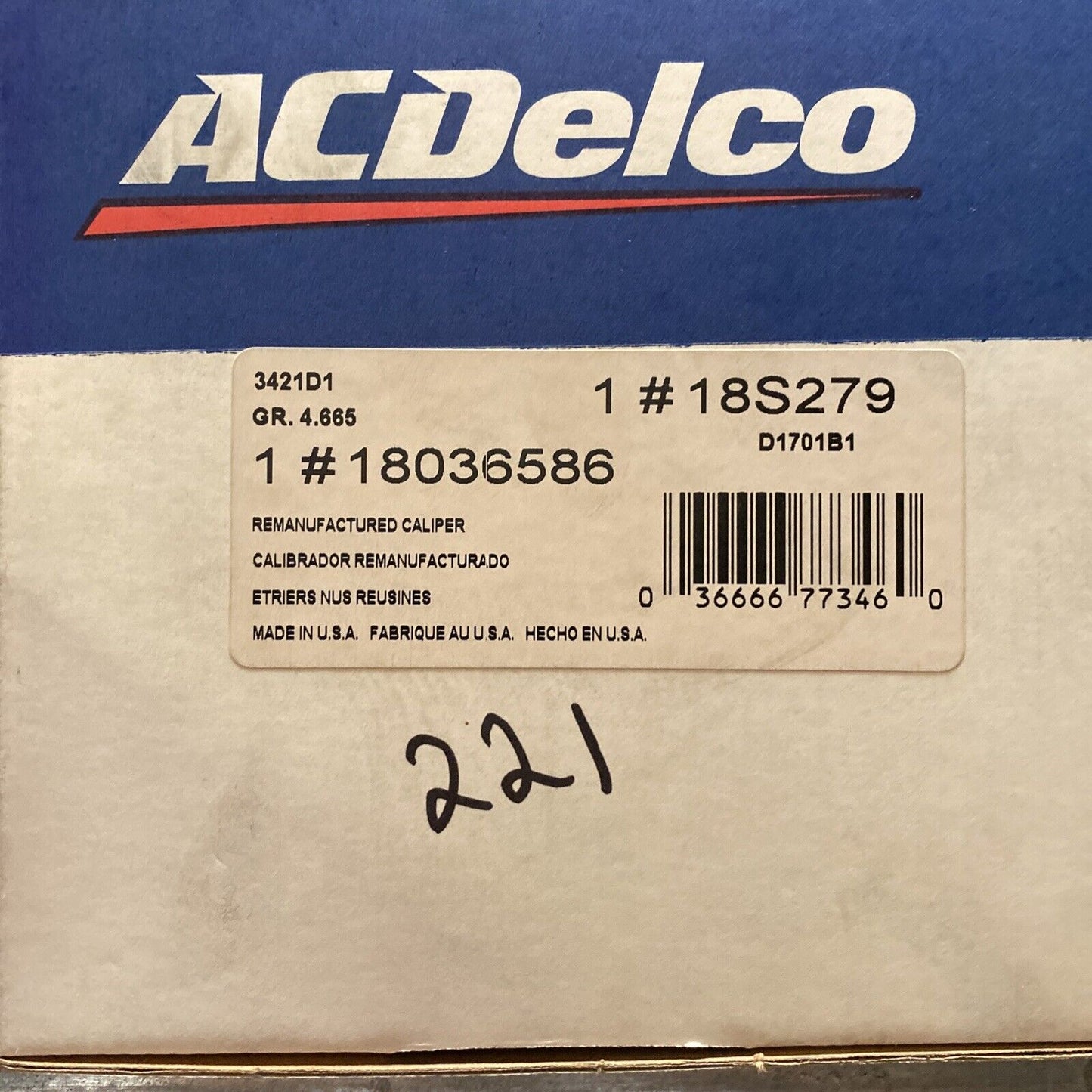 New OEM GM Disc Brake Caliper Front Right ACDelco 18FR714