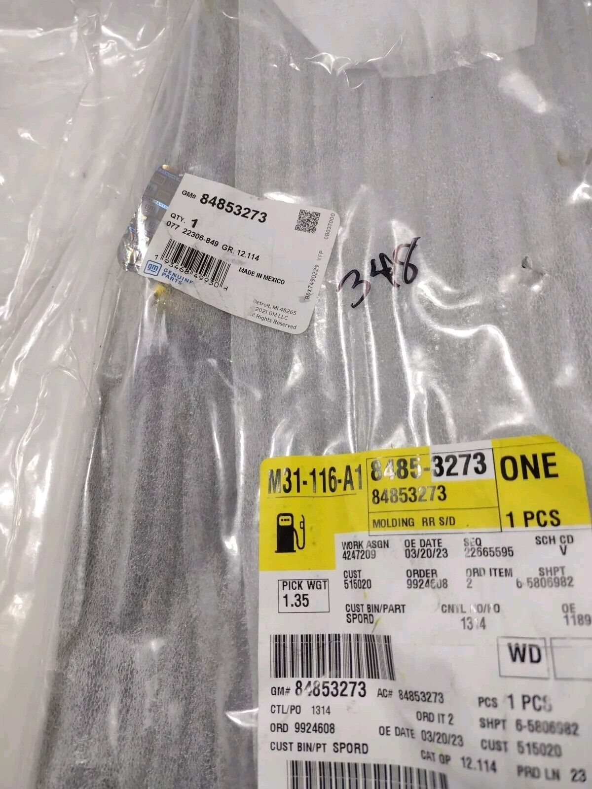 Genuine OEM GM Chevy Equinox Lower Molding 2018-2024 84853273