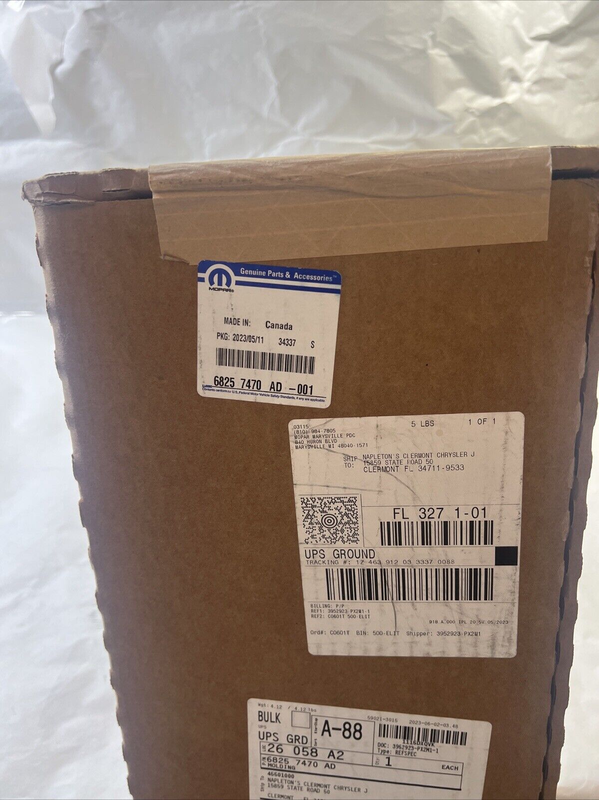 Genuine OEM Mopar Grand Cherokee Day Light Opening Molding 2016-2022 68257470AD