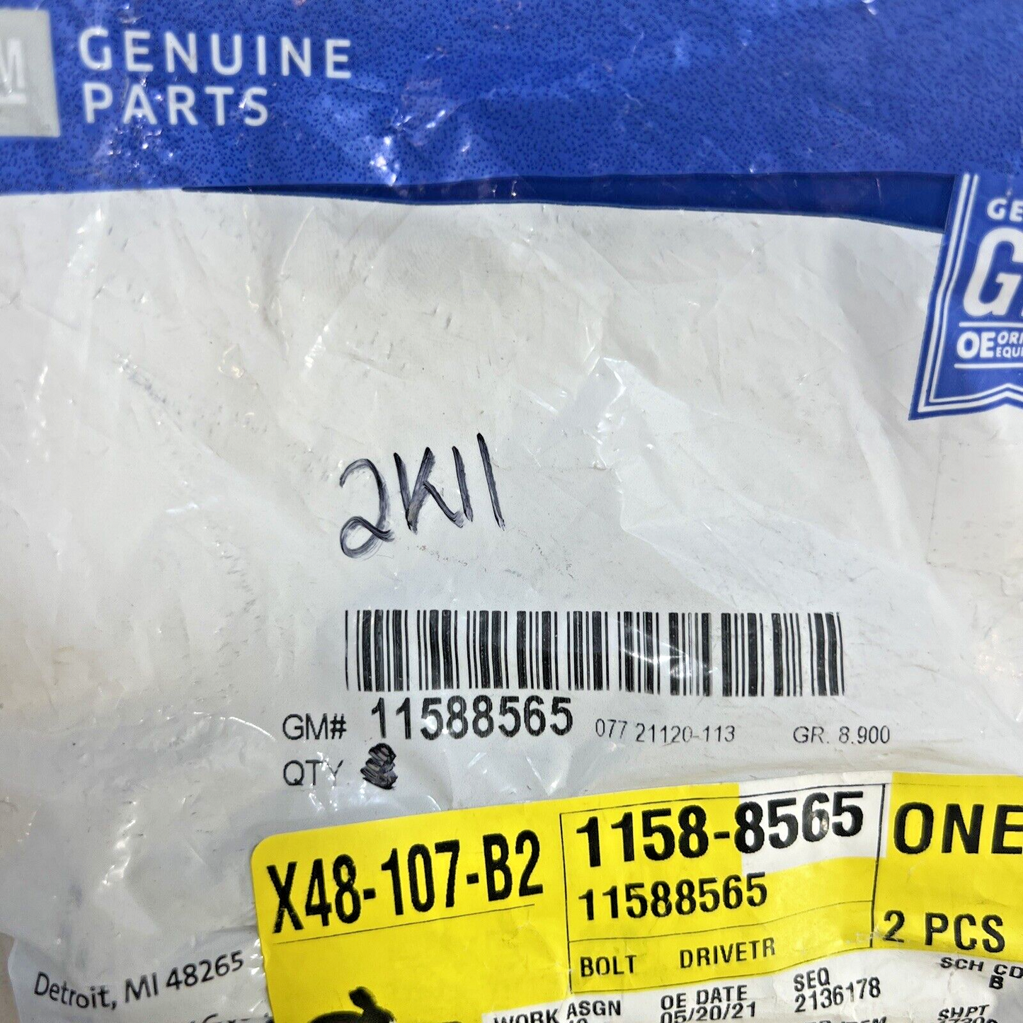 Genuine OEM GM Buick Cadillac GMC Front Suspension Engine Cradle Bolt 11588565