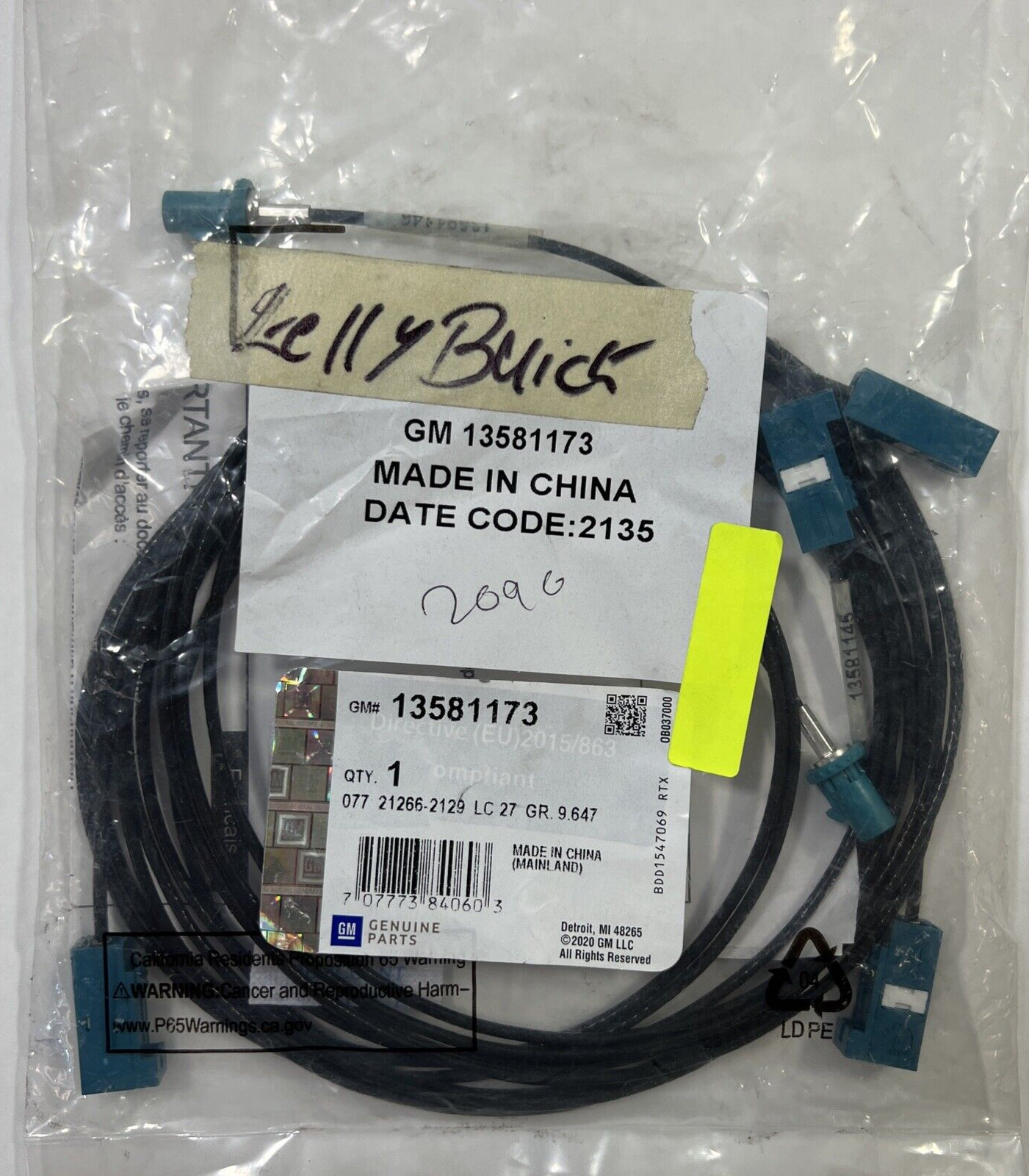 Genuine OEM GM XTS XM Digital Radio & GPS Navigation Antenna Coax Cable 13581173