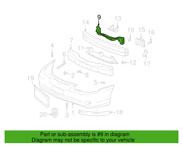Genuine OEM GM Chevrolet Monte Carlo Bumper Cover Support 2000-2005 10433802