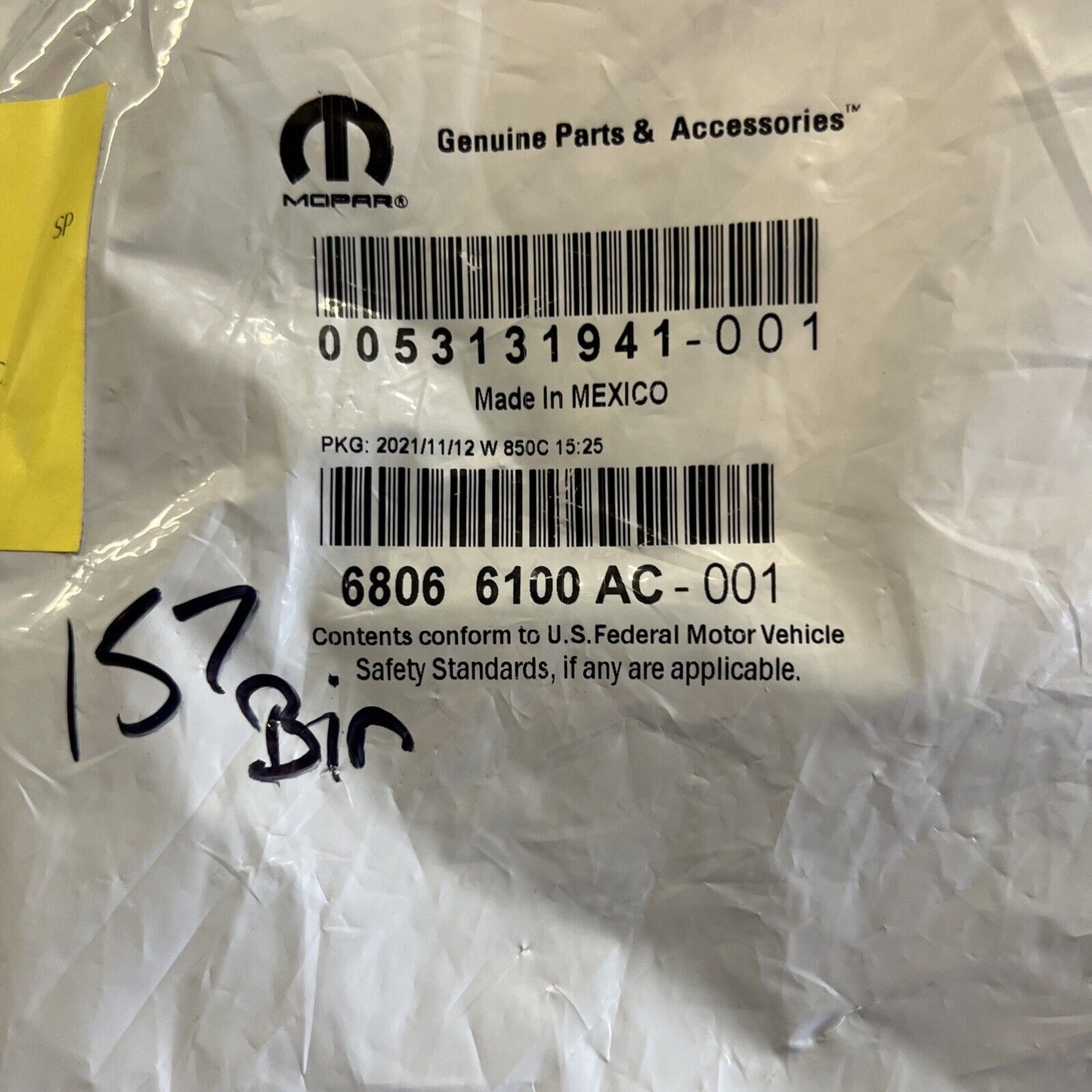 New OEM Genuine Mopar Charger 11-17 Wiring Battery Negative Cable 68066100AC