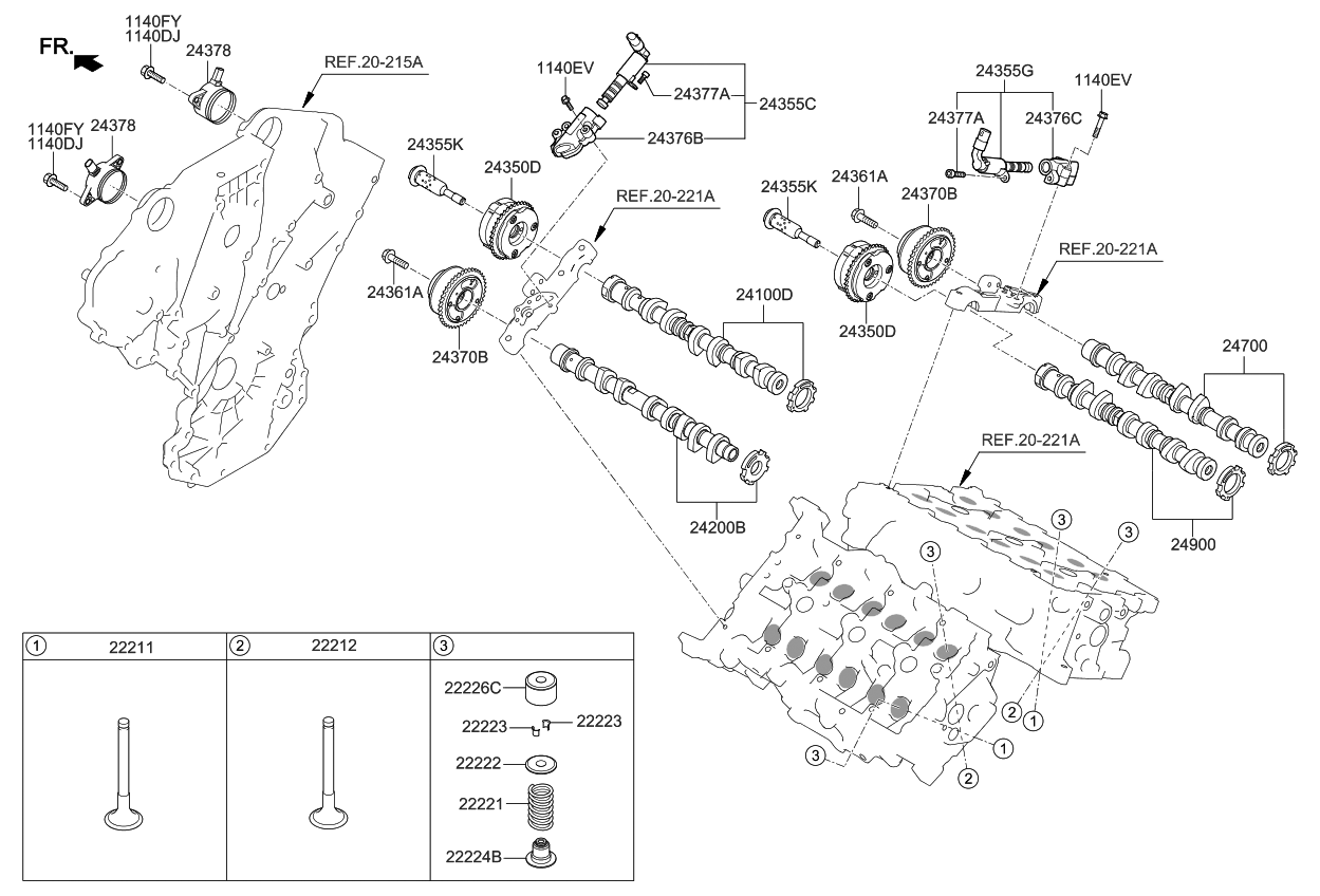 Genuine OEM Hyundai Azera Engine Camshaft Assembly Kia 2011-2016 247003CAP0