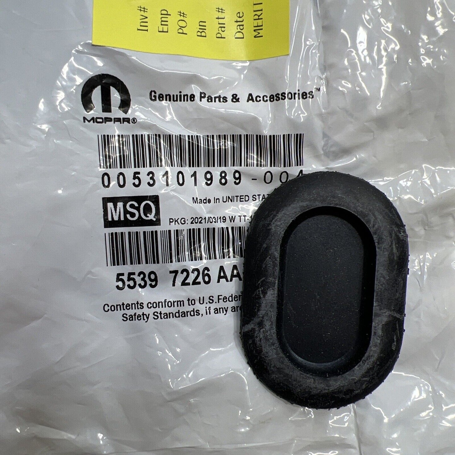 New OEM Genuine Mopar Rubber Plug 55397226AA