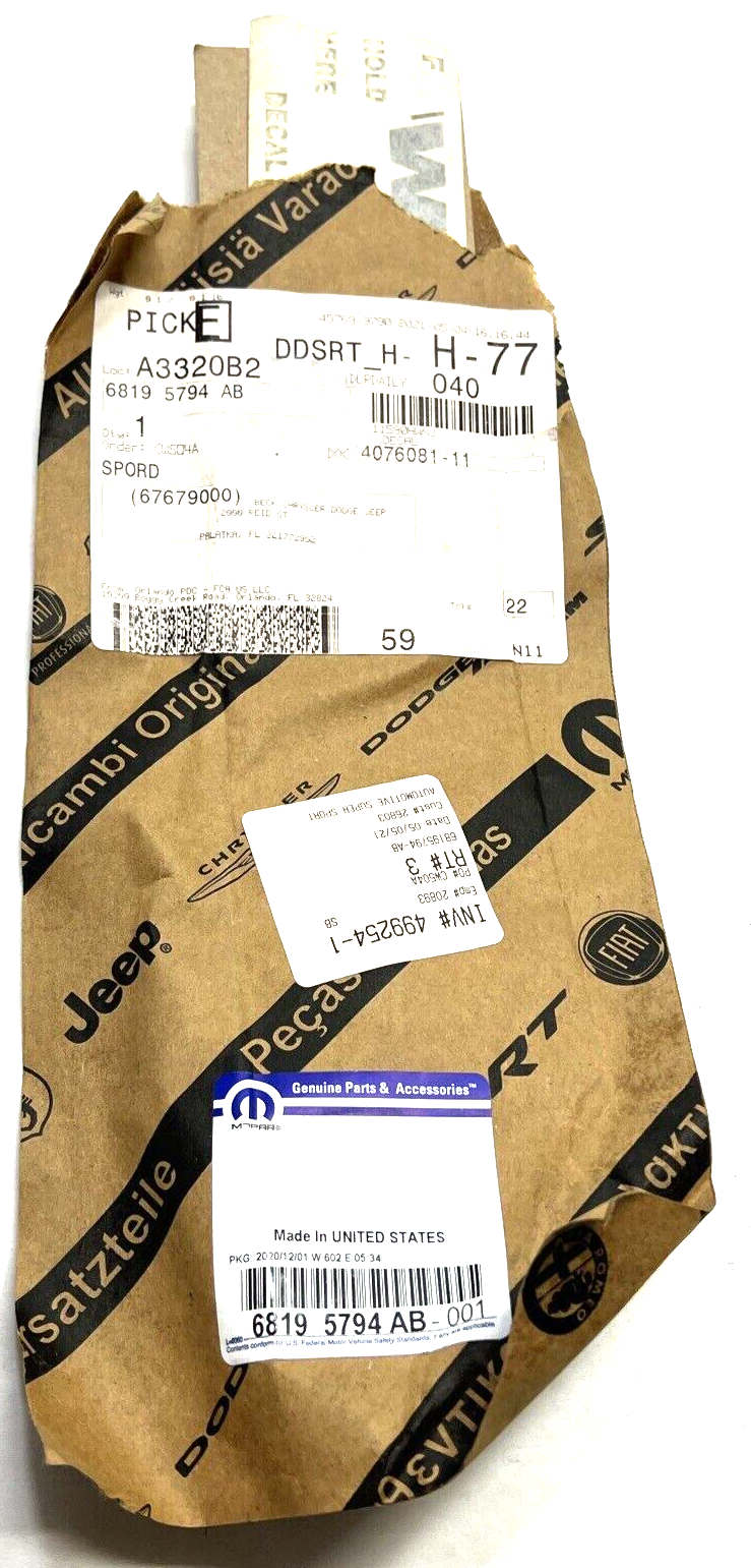 New OEM Genuine Mopar Front Fender Decal 68195794AB