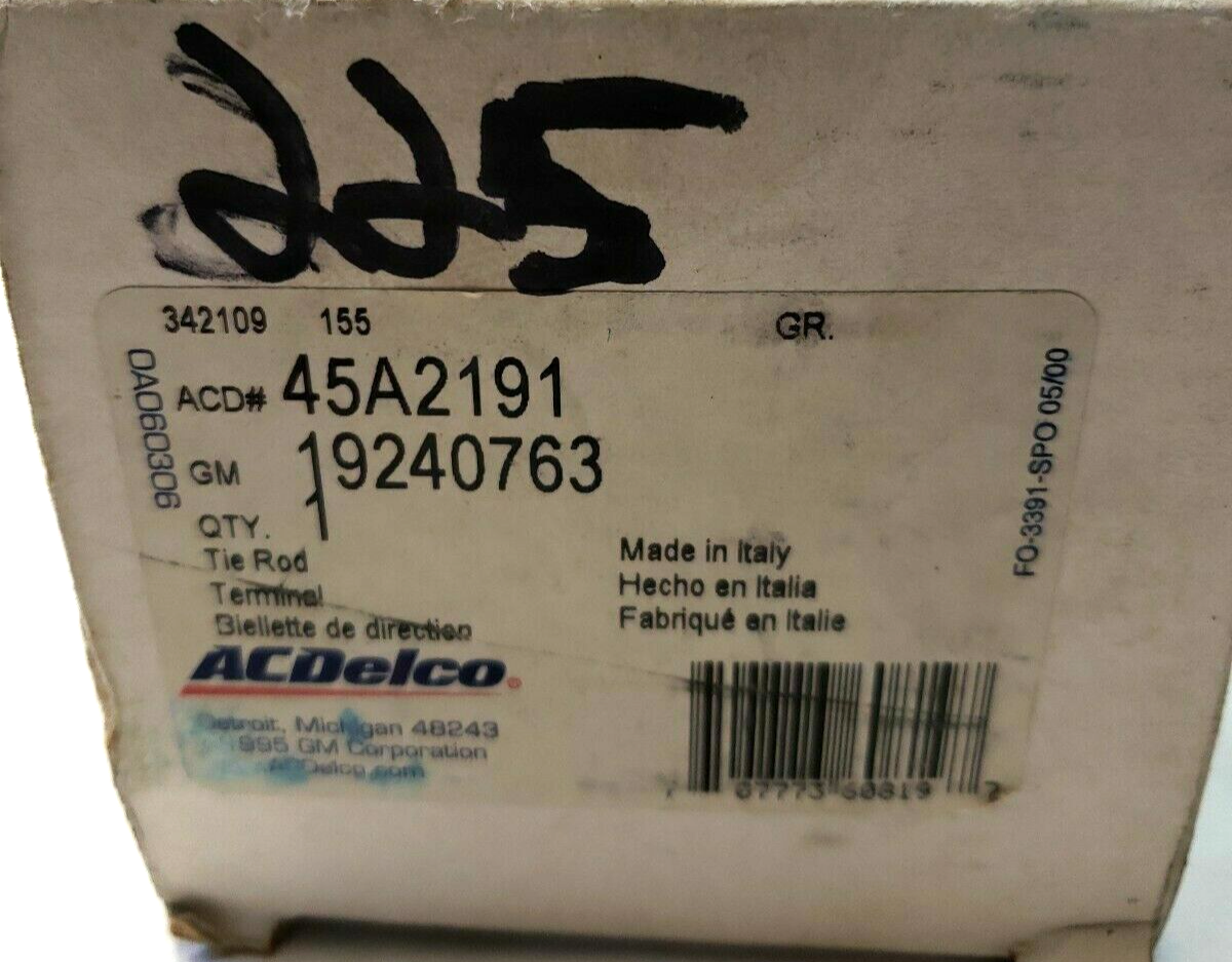 New ACDelco 45A2191 Tie Rod End