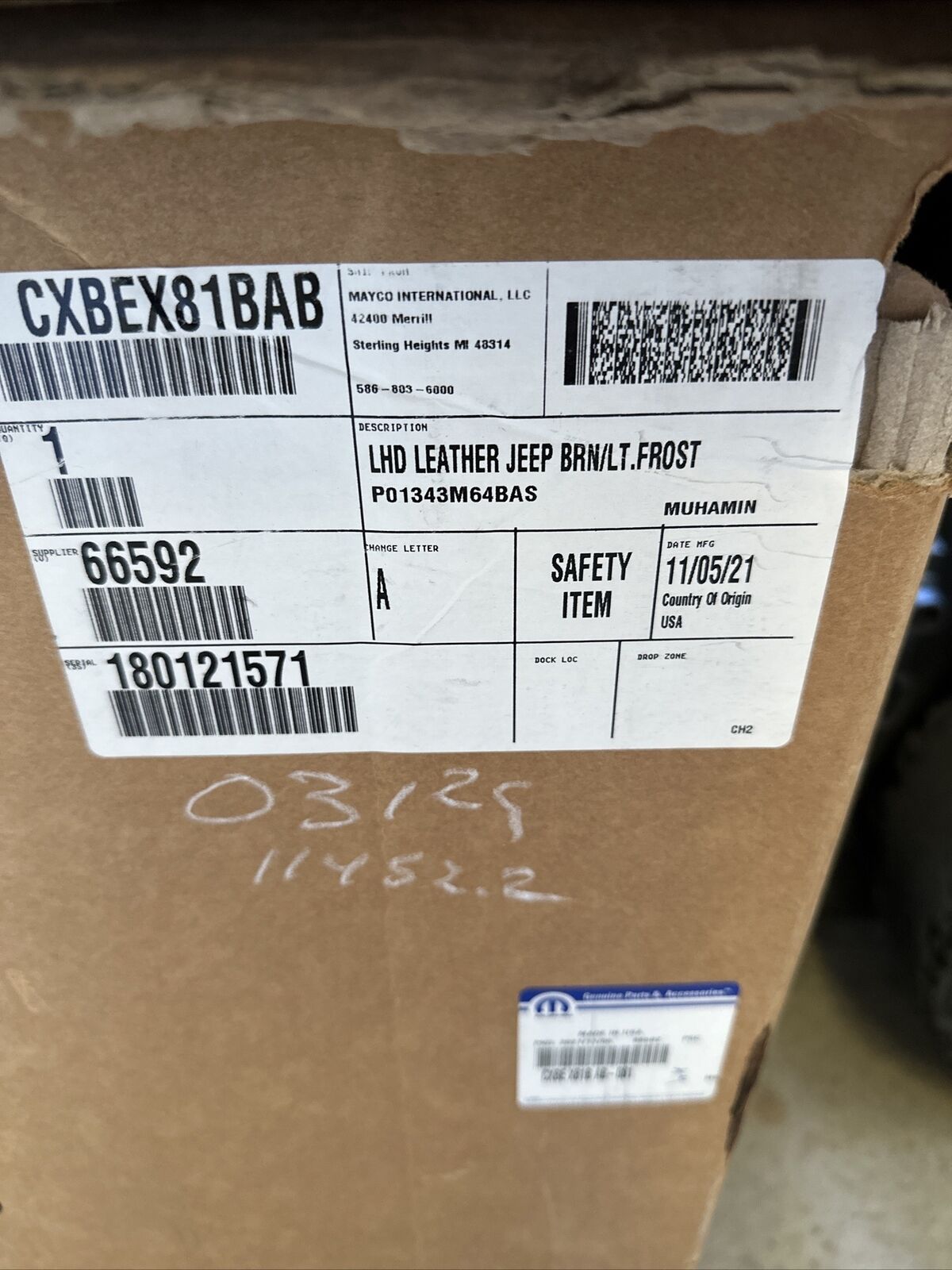 New OEM Genuine Mopar Panel CXBEX81BAB