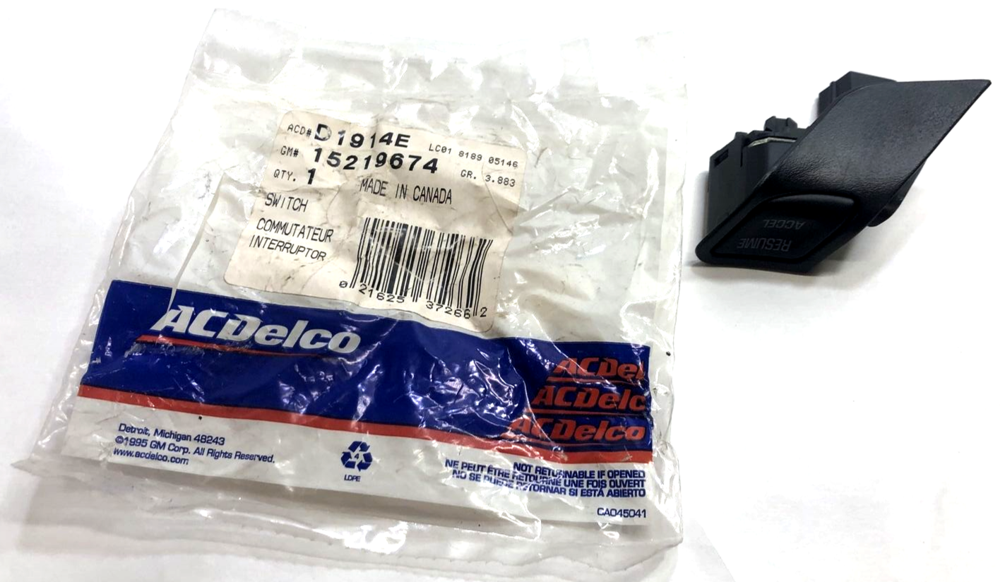 New OEM Genuine GM 2000-2005 ACDelco D1914E Cruise Control Switch Black 15219674