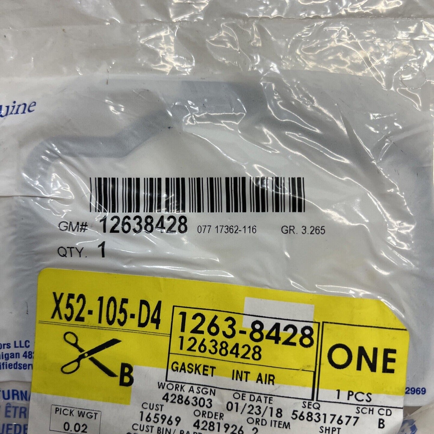 New OEM Genuine GM Sierra 3500 HD 11-16 Engine Air Intake Heater Gasket 12638428