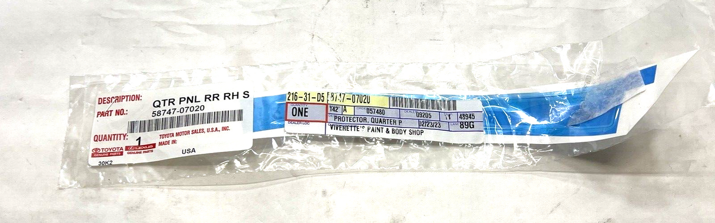 New OEM Genuine Toyota Avalon 2019-2022 Quarter Panel Protector 5874707020
