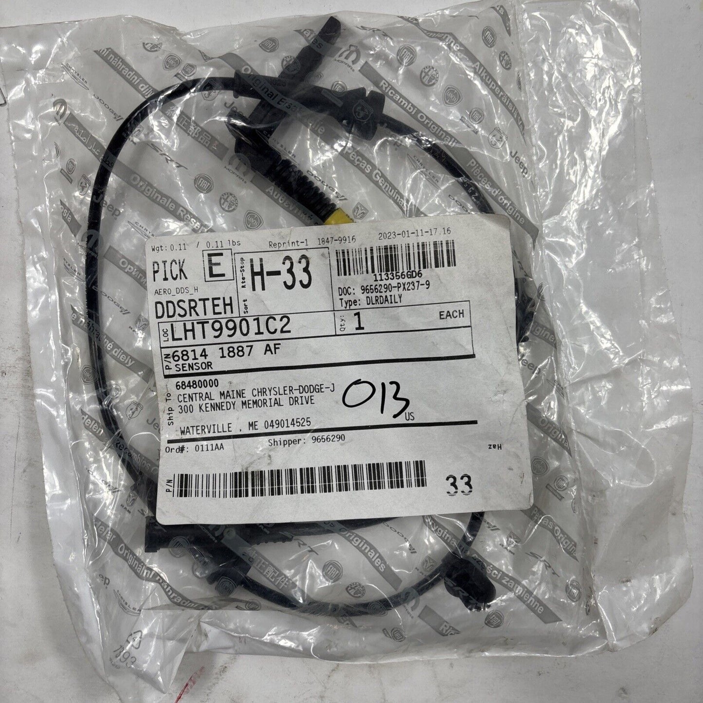 Genuine OEM Mopar ABS Speed Sensor 2016-2020 Jeep Cherokee 68141887AF