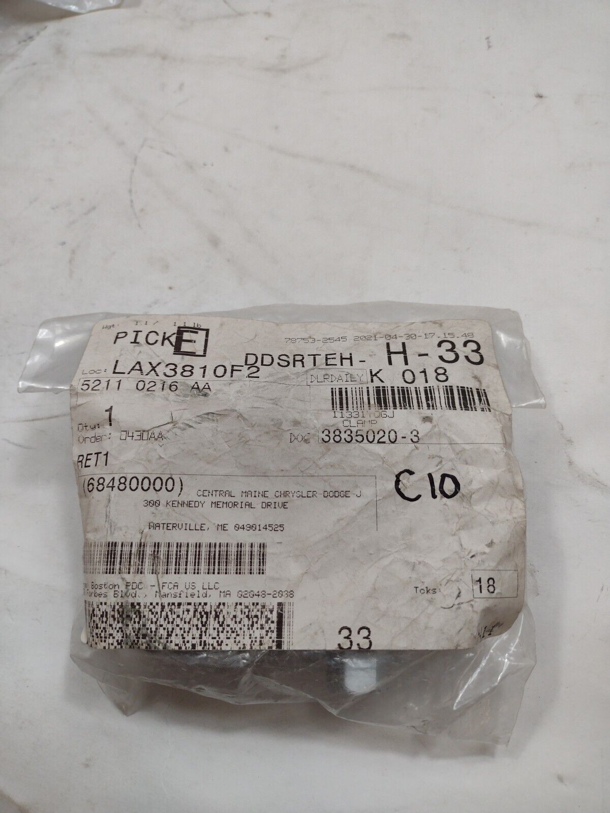 Genuine OEM Mopar Exhaust Clamp 52110216AA