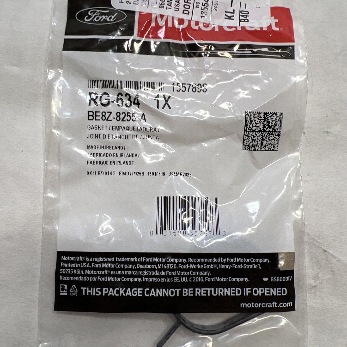 New OEM Genuine Ford Fiesta Engine Thermostat Housing Gasket Motorcraft RG634