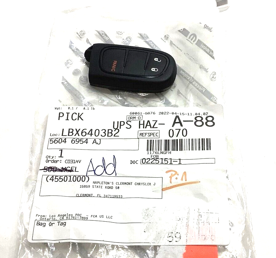 Genuine OEM Mopar KEY FOB RAM 1500 2500 3500 Key FOB 2015-2020 56046954AJ