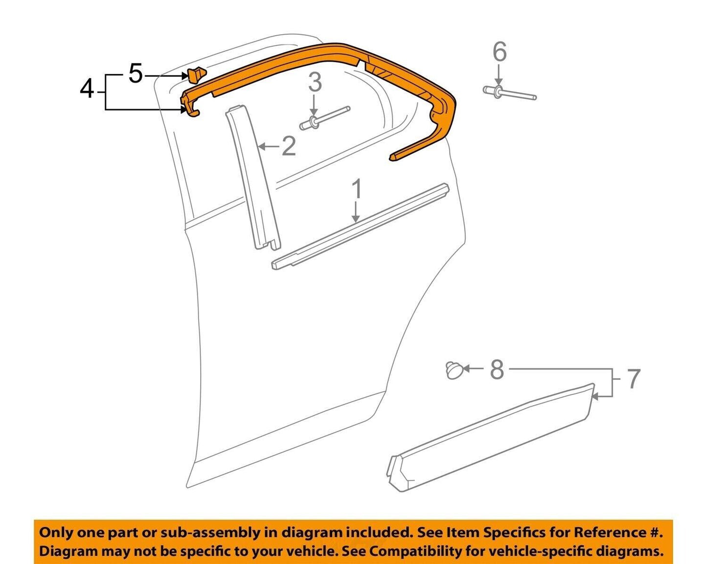 Genuine OEM GM Chevrolet Equinox Rear Side Door Window Molding 11-19 23193178