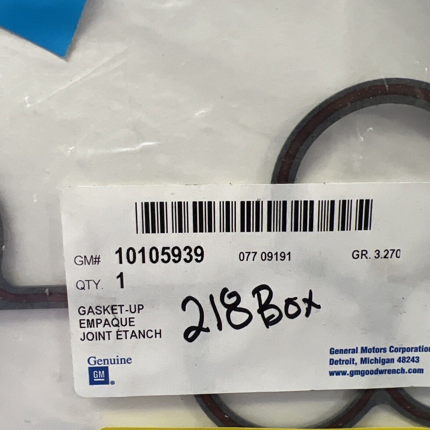 New OEM Genuine GM Astro 1992-1995 Upper Intake Manifold Gasket 19331435
