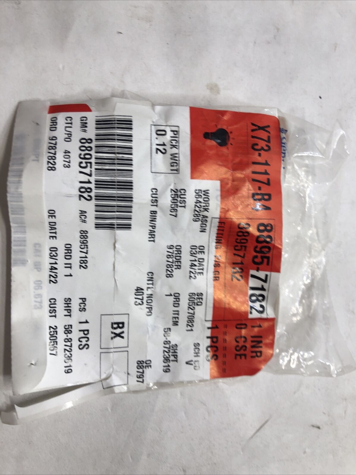 New OEM Genuine GM Power Steering Gear Inlet Hose Fitting 88957182