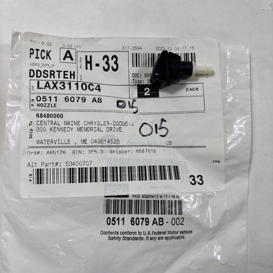 Genuine OEM Mopar Windshield Washer Nozzle 5116079AB