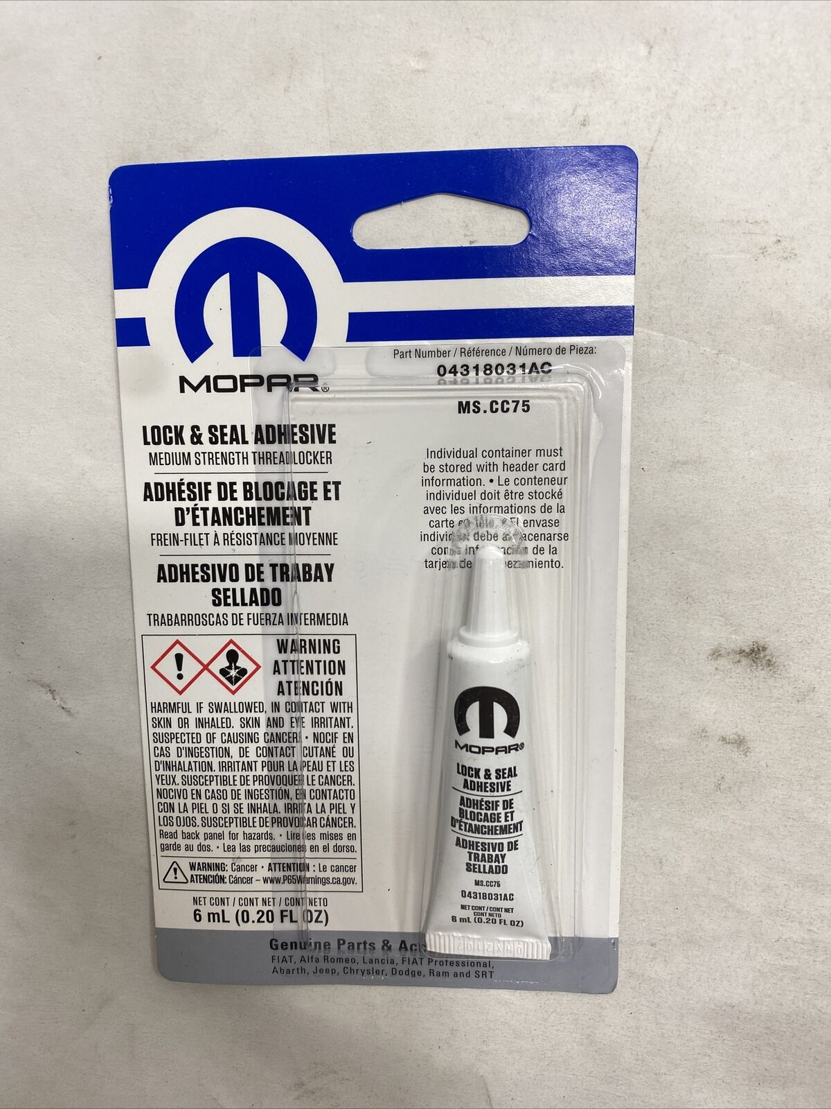New OEM Genuine Mopar Thread Locker medium Adhesive Grease 04318031AC