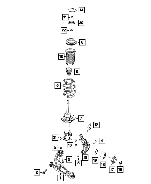Genuine OEM Mopar Fiat 500L Front Coil Spring Left 2014-2016 68201088AA
