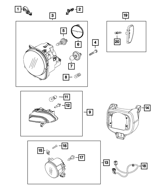 Genuine OEM Mopar Fiat 500X Jeep Renegade Headlamp Bulb 2015-2022 68098965AA