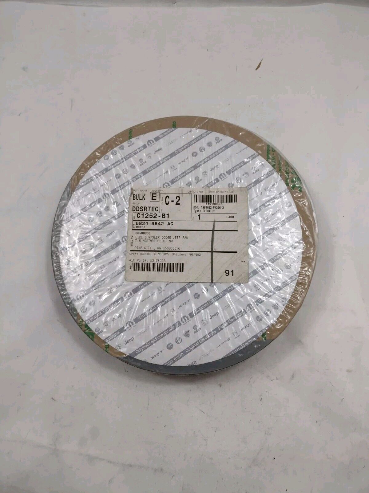 Genuine OEM Mopar Jeep Compass Brake Rotor 68249842AC