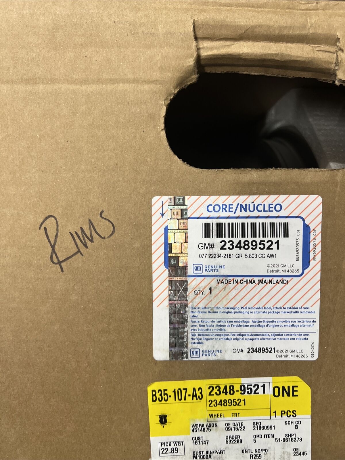 Genuine OEM GM Cadillac ATS Rim Wheel Aluminum 17x8 inch 2017-2018 23489521