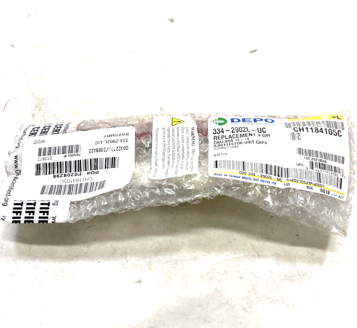 New DEPO Rear Left Driver Bumper Reflector Light Lamp CH1184105C